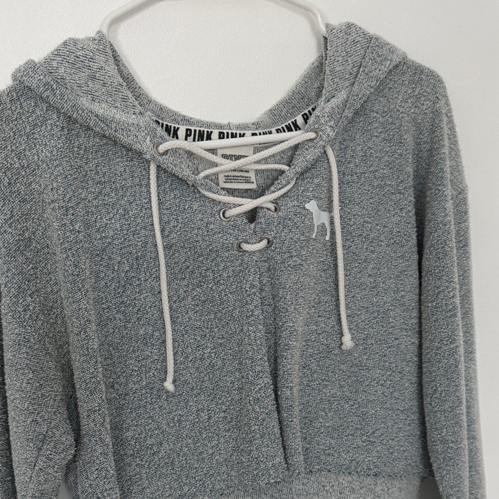 PINK Victoria's Secret Lace-Up Cropped Hoodie